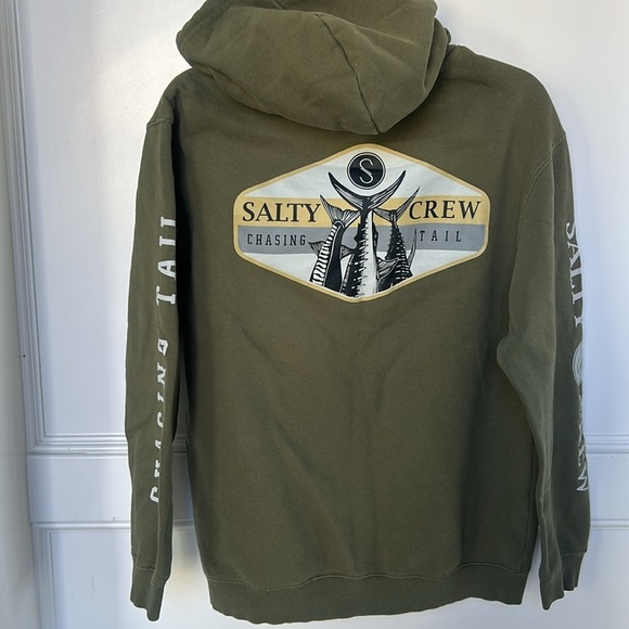 Salty Crew Men’s Hooded Fleece Hoodie in Green Long sleeve size Medium - Picture 7 of 7